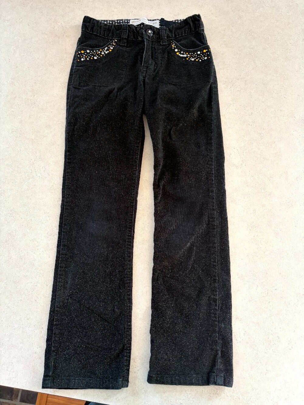 The Children's Place Girls Pants Black Sparkle Studded Size 8 Adjustable Waist